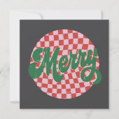 Retro geruite Prettig kerstfeest  Feestdagenkaart (Voorkant)