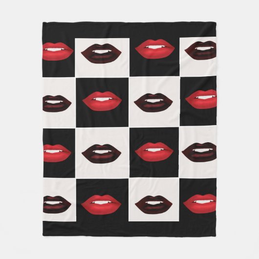 Retro geruite rode lippen fleece deken (Voorkant)