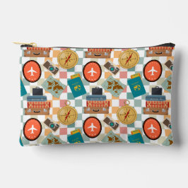 Retro geruite vakantie reizen thema make-up etui