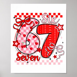 Retro geruite valentijn zes zeven meme 67 Viraal  Poster