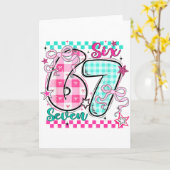 Retro geruite valentine six seven meme 67 Viraal  Kaart (Gele Bloem)