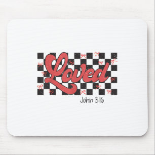 Retro geruite varsity Christelijke Valentijnse gel Muismat