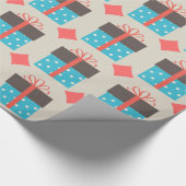 Retro geschenkdoos blauw en bruin cadeaupapier (Hoek)