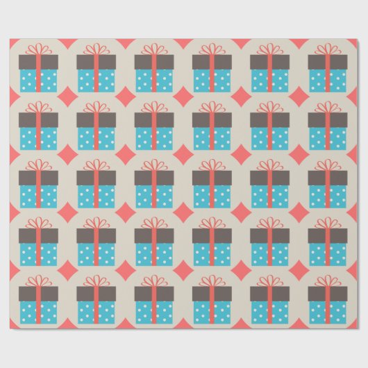 Retro geschenkdoos blauw en bruin cadeaupapier (Vlak)