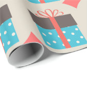 Retro geschenkdoos blauw en bruin cadeaupapier (Rol Hoek)