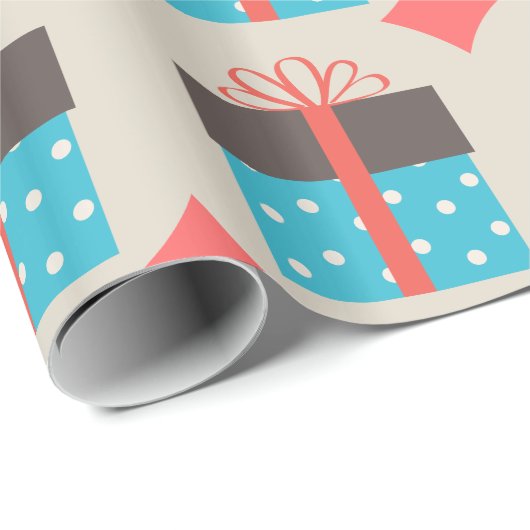 Retro geschenkdoos blauw en bruin cadeaupapier (Rol Hoek)