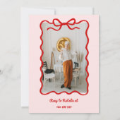 Retro geschilderd 60e roze rode strepen foto verja kaart (Achterkant)