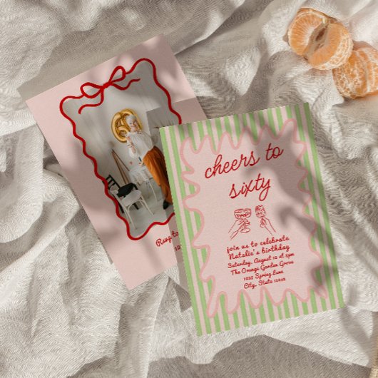 Retro geschilderd 60e roze rode strepen foto verja kaart