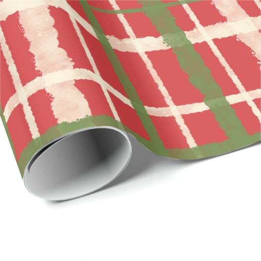 Retro geschilderd kerstpatroon cadeaupapier (Rol Hoek)