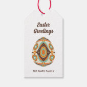 Retro Geschilderd Paasei  Cadeaulabel (Voorkant)