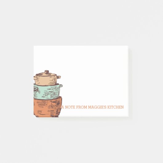 retro-gestapelde kookpotten pans chef catering post-it® notes (Voorkant)