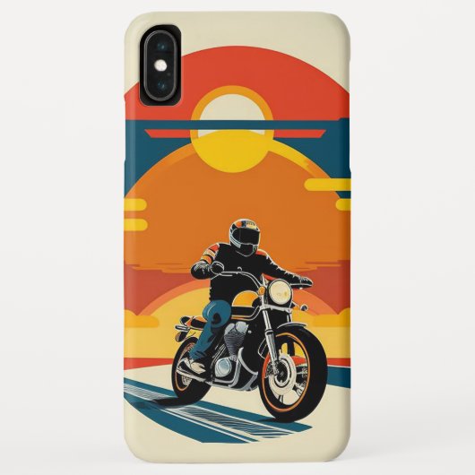 Retro gestilede motorrijder in landschappelijke zo Case-Mate iPhone case (Achterkant)