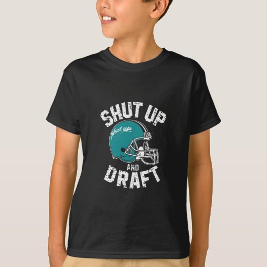 Retro gestileerd turquoise football t-shirt (Voorkant)