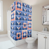 Retro gestileerde bloemen: mozaïekpatroon. douchegordijn (In situ)