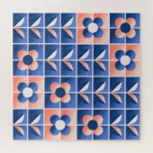 Retro gestileerde bloemen: mozaïekpatroon. legpuzzel (Horizontaal)