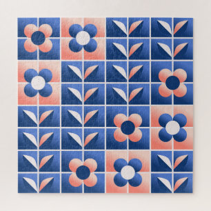 Retro gestileerde bloemen: mozaïekpatroon. legpuzzel