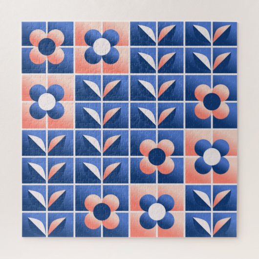 Retro gestileerde bloemen: mozaïekpatroon. legpuzzel (Verticaal)