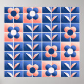Retro gestileerde bloemen: mozaïekpatroon. poster (Voorkant)