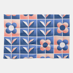 Retro gestileerde bloemen: mozaïekpatroon. theedoek