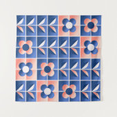 Retro gestileerde bloemen: mozaïekpatroon. wandkleed (Voorkant (horizontaal))