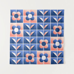 Retro gestileerde bloemen: mozaïekpatroon. wandkleed