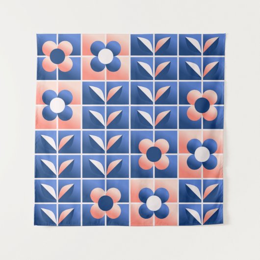 Retro gestileerde bloemen: mozaïekpatroon. wandkleed (Voorkant)