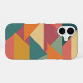 Retro gestileerde driehoeken en blokken iPhone 16 hoesje (Achterkant horizontaal)