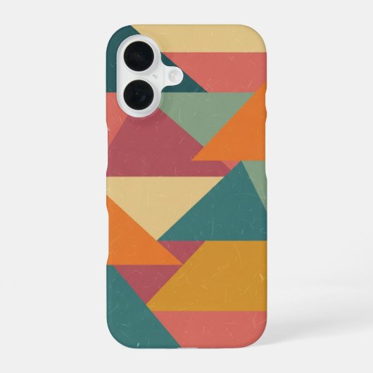 Retro gestileerde driehoeken en blokken iPhone 16 hoesje (Achterkant)