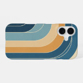 Retro gestileerde golven iPhone 16 hoesje (Achterkant horizontaal)