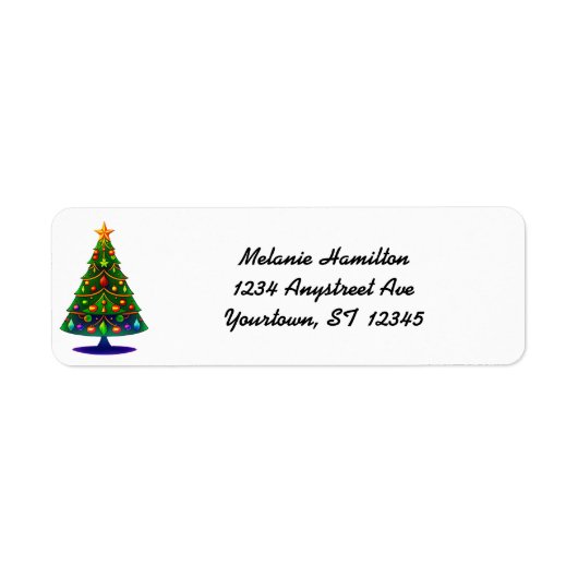 Retro gestileerde kerstboom etiket (Voorkant)