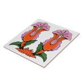 Retro gestileerde lelie bloem botanisch tegeltje (Zijkant)