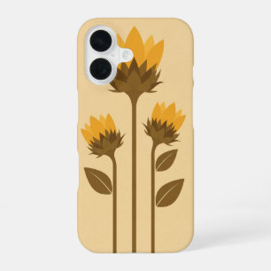 Retro gestileerde zonnebloem kiemen iPhone 16 hoesje