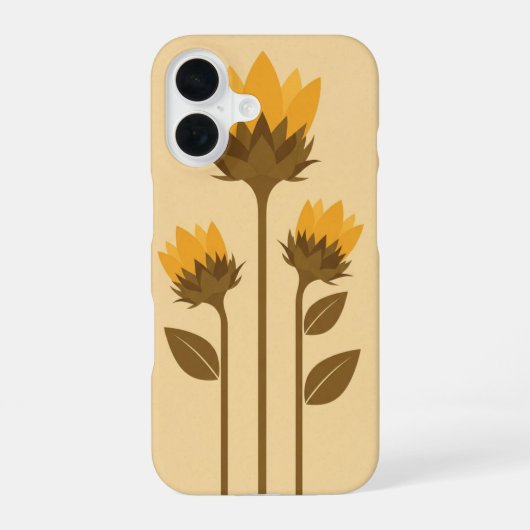 Retro gestileerde zonnebloem kiemen iPhone 16 hoesje (Achterkant)