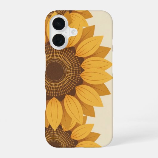 Retro gestileerde zonnebloemgeometrie iPhone 16 hoesje (Achterkant)