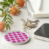 Retro gestippeld met cirkel, fuchsia, grijs en roz sleutelhanger (Zijkant)