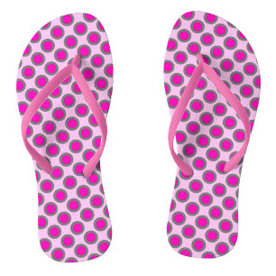 Retro gestippeld met cirkels, fuchsia, grijs en ro teenslippers