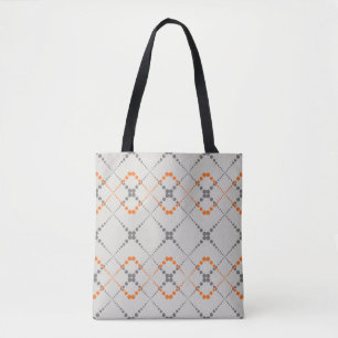 Retro gestippeld zig zag geometrisch patroon tote bag