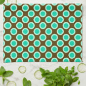 Retro gestippelde stippen, bruin en turquoise theedoek (Gevouwen)