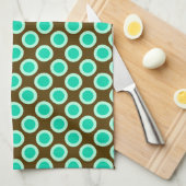 Retro gestippelde stippen, bruin en turquoise theedoek (Quarter Fold)