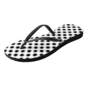 Retro gestippelde stippen, grijs, zwart en wit teenslippers (Schuin)