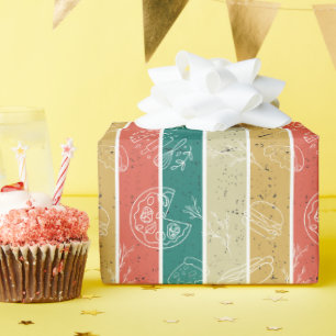 Retro gestreept fastfoodpatroon cadeaupapier