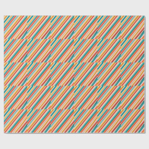 Retro gestreept inpakpapier Kleurrijke geometris