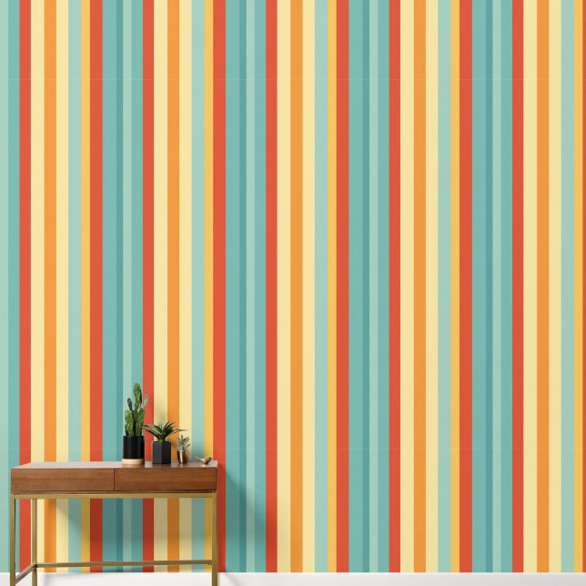 Retro gestreept kleurenpatroon behang (Hal)