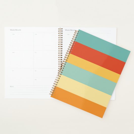 Retro gestreept kleurenpatroon planner (Display)