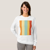Retro gestreept kleurenpatroon t-shirt (Voorkant volledig)