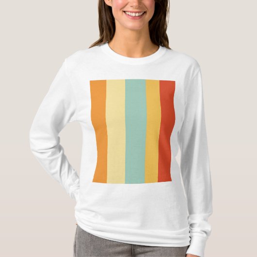 Retro gestreept kleurenpatroon t-shirt (Voorkant)