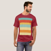 Retro gestreept kleurenpatroon t-shirt (Voorkant volledig)
