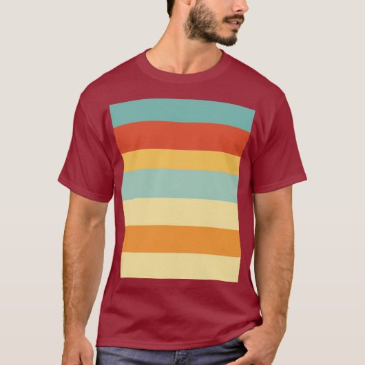 Retro gestreept kleurenpatroon t-shirt (Voorkant)