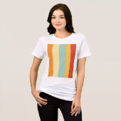 Retro gestreept kleurenpatroon Tri-Blend shirt (Voorkant volledig)
