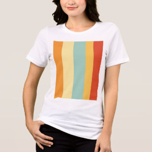 Retro gestreept kleurenpatroon Tri-Blend shirt